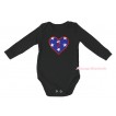 American's Birthday Black Baby Jumpsuit & 1st Birthday Number American Star Heart Print TH580